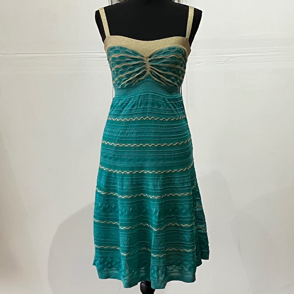 Teal and gold Missoni dress